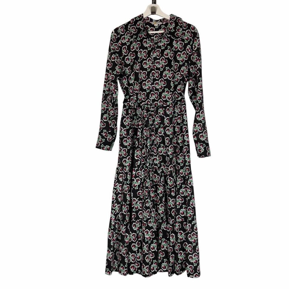 Boden Flo Women’s 10r Tiered Midi Dress Black Floral